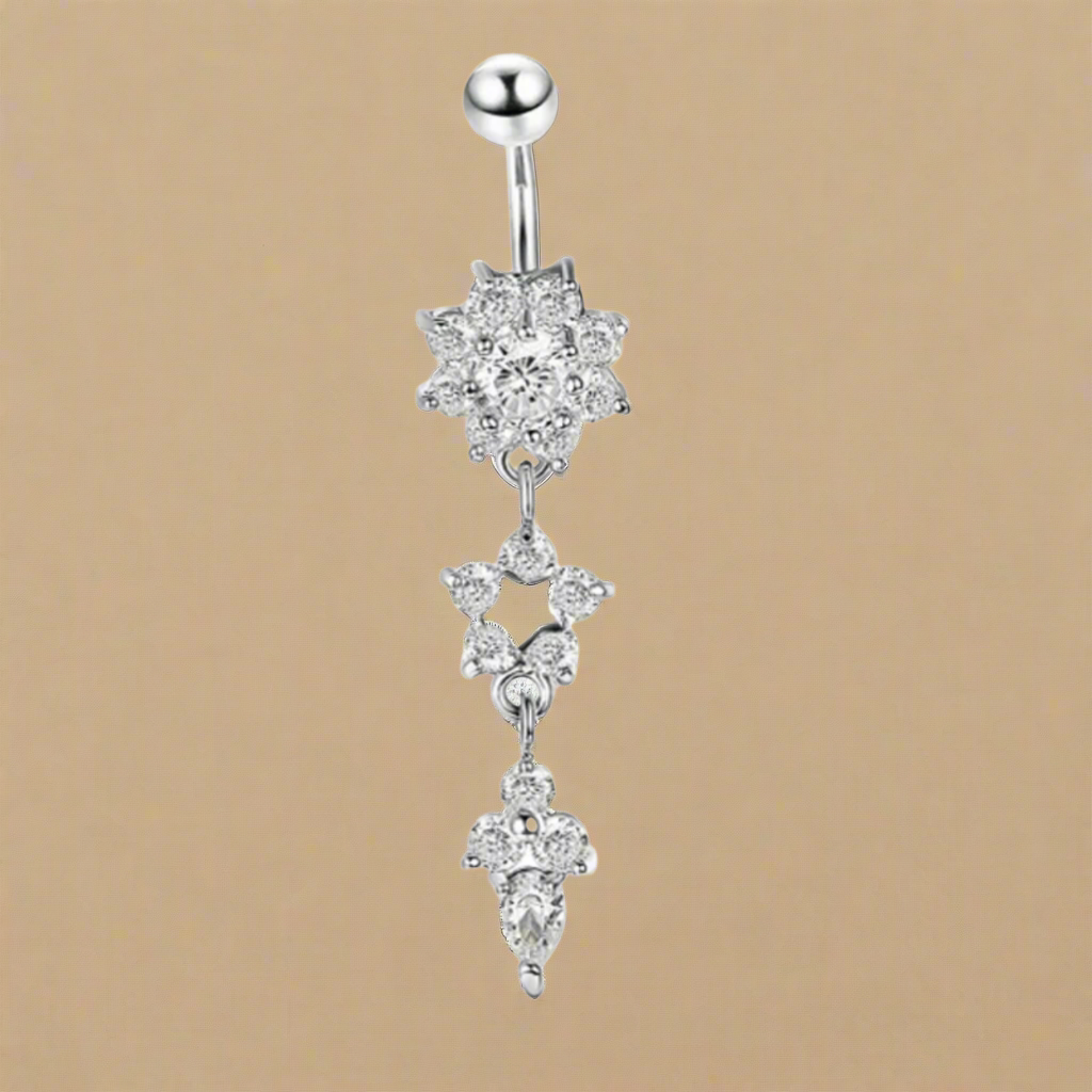 Flower Rhinestone Belly Ring
