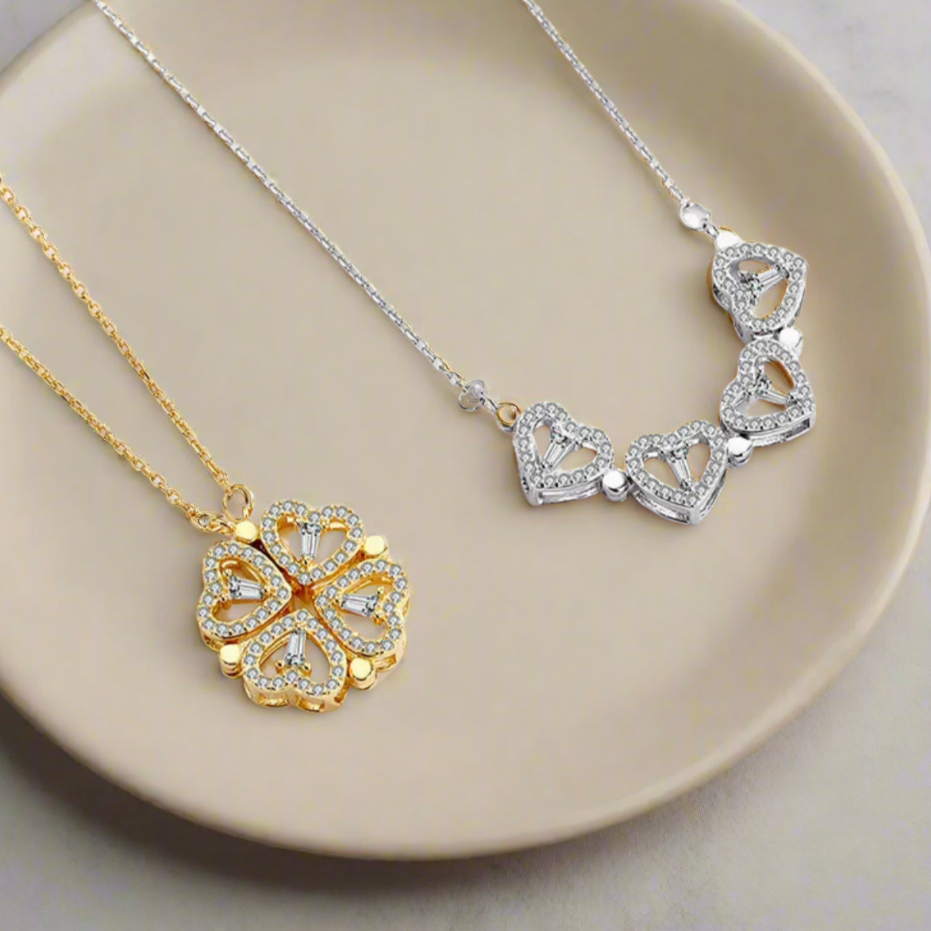 Magnetic Folding Four Leaf Clover Necklace