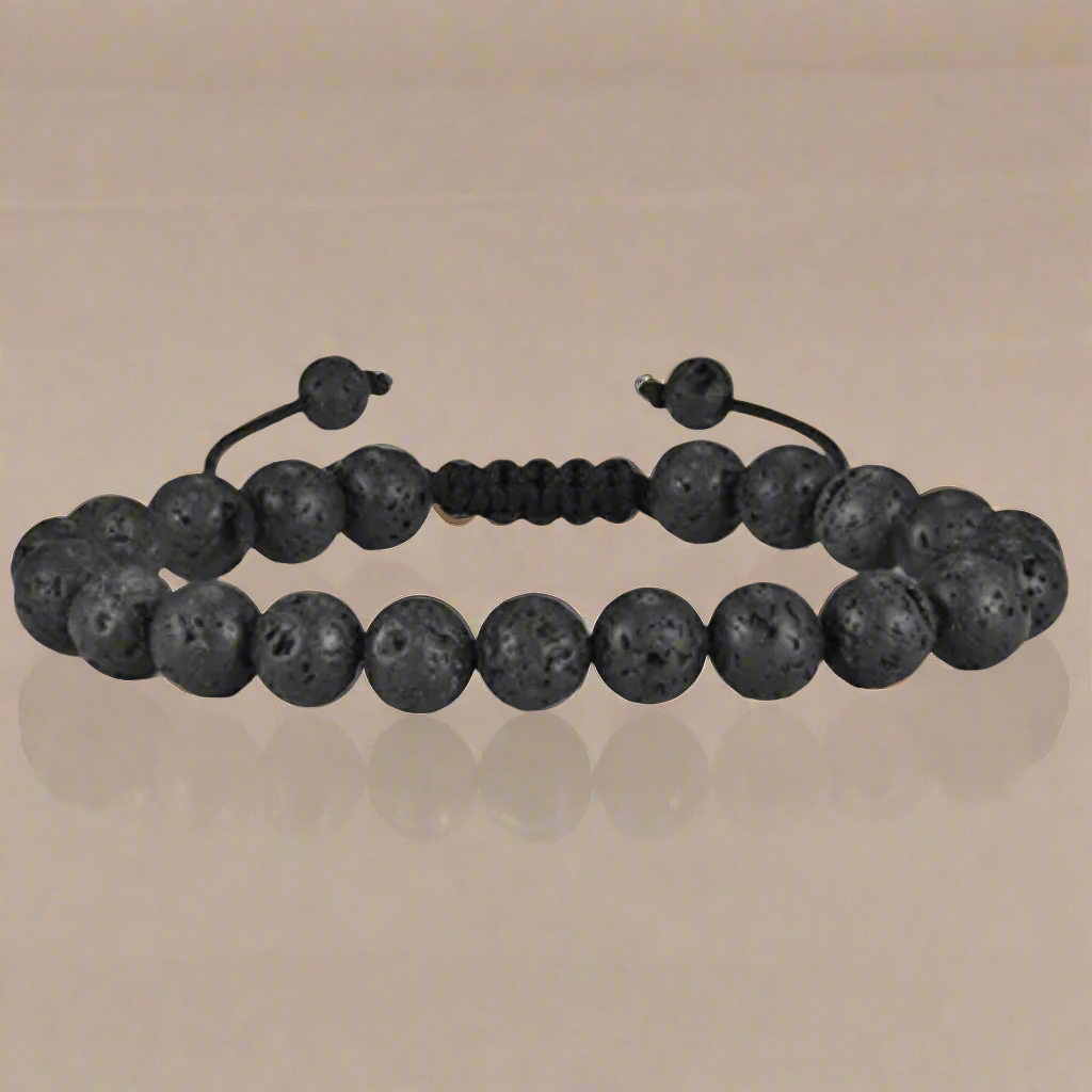 Adjustable Gemstone and Lava Stone Bracelets