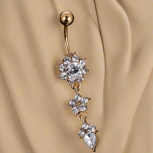 Flower Rhinestone Belly Ring