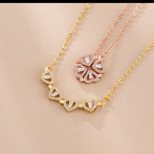 Magnetic Folding Four Leaf Clover Necklace