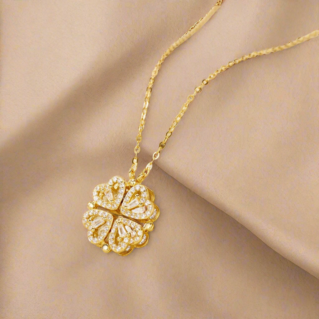 Magnetic Folding Four Leaf Clover Necklace