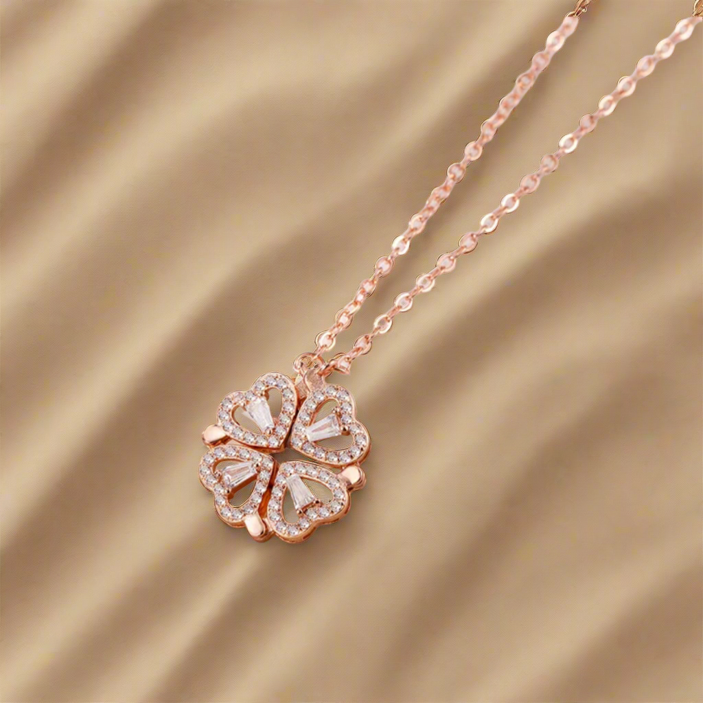 Magnetic Folding Four Leaf Clover Necklace