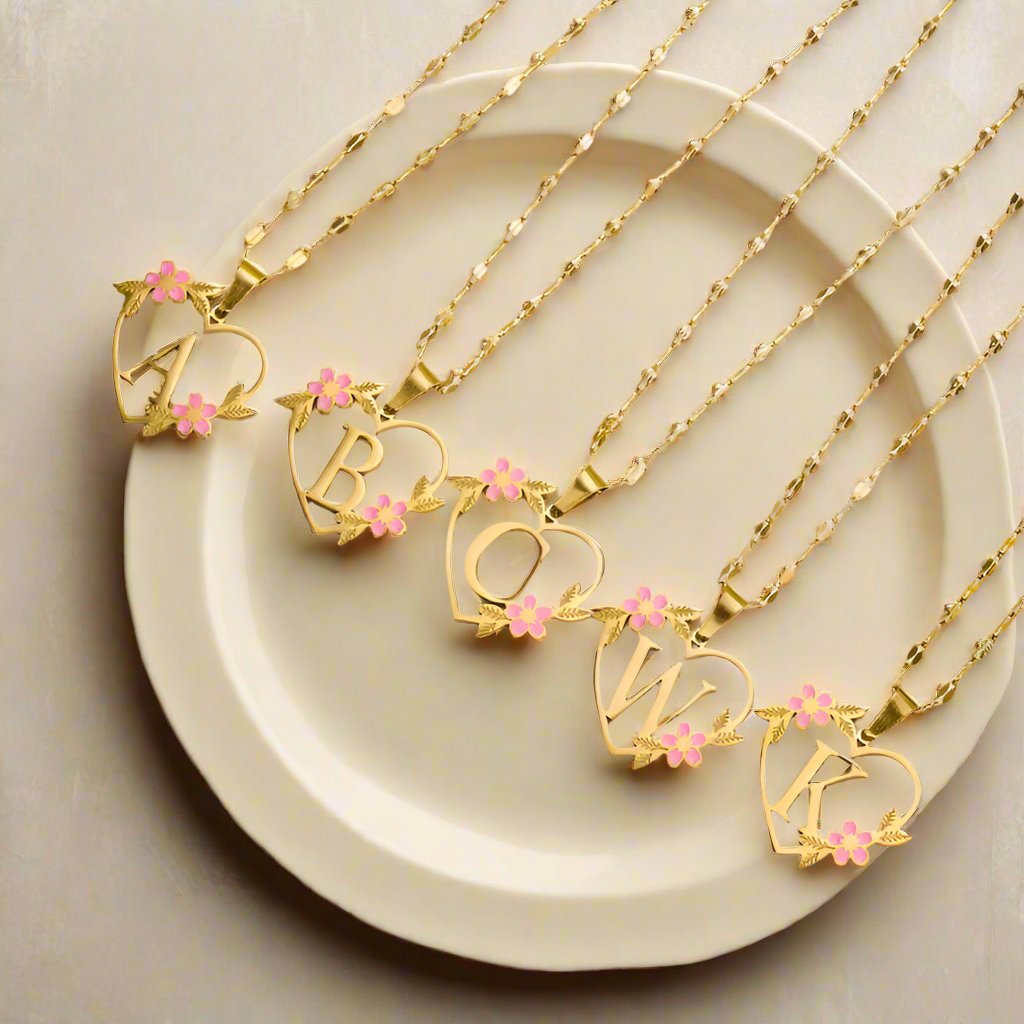 Flower Initial Necklace w/ Clip Chain