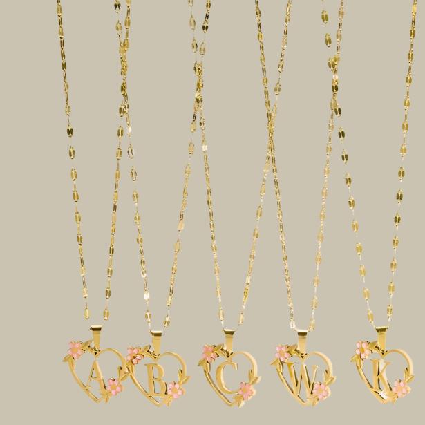 Flower Initial Necklace w/ Clip Chain