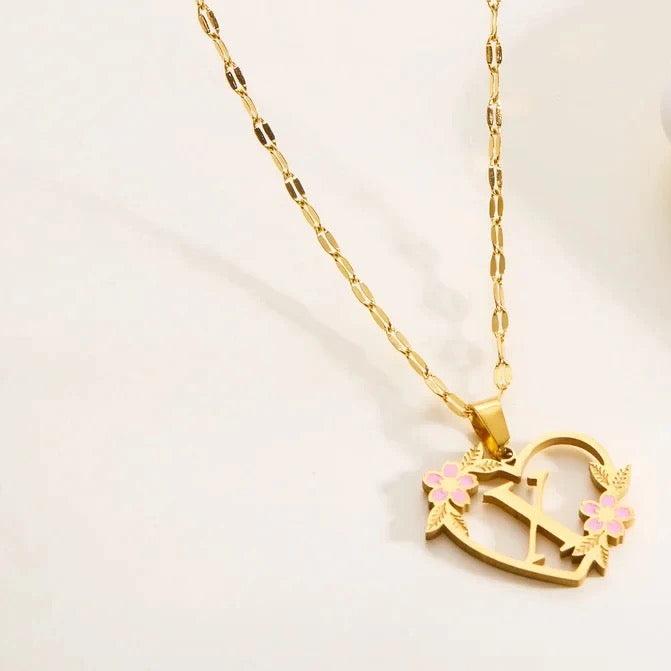Flower Initial Necklace w/ Clip Chain